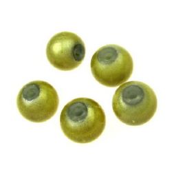 Glass ball 8 mm hole 2 mm yellow -50 grams