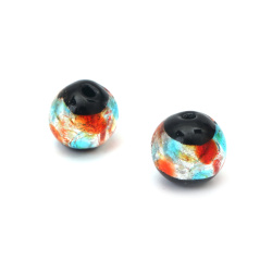 Handmade Round Lampwork Glass Beads – Transparent with Colored Foil, 12mm Beads, 2mm Holes – Set of 2