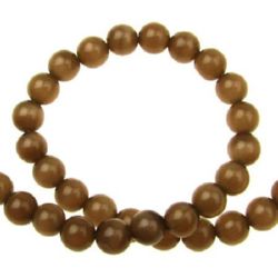Glass Round Beads String, Cat's Eye, Brown, 6 mm, Hole: 1 mm, 66 pieces