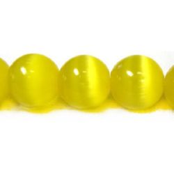Наниз мъниста стъкло котешко око топче 6 мм дупка 1 мм жълто ~66 броя