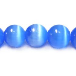 Наниз мъниста стъкло котешко око топче 6 мм дупка 1 мм синьо тъмно ~66 броя