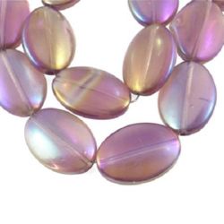 String Glass Oval Beads, Purple Rainbow, 13x19x6 mm, Hole: 1 mm, 18 pieces