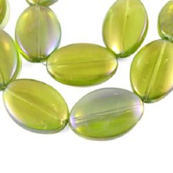 Glass Oval Beads String for DIY Jewelry, Green Rainbow, 13x19x6 mm, Hole: 1 mm, 18 pieces