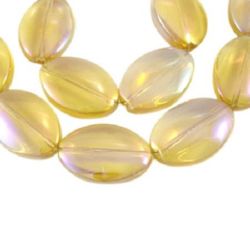 Glass oval beads strands for jewelry making 13x19x6mm, size hole 1mm, gold rainbow - 18 pieces