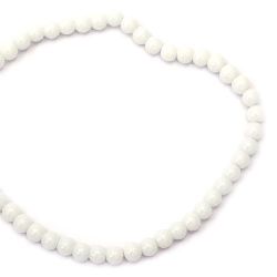 Glass beads strands for jewelry making, solid ball 6 mm hole 1 mm white ± 50 pieces