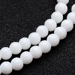 String glass beads, solid 10 mm hole 1 mm white ~ 32 pieces