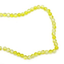 Glass round beads strands for jewelry making, cracked 8 mm hole 1.3~1.6 mm transparent/yellow ~ 100 Pieces