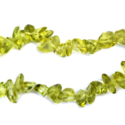 Strand of Acrylic Glass Chips, 8-12 mm, Bright Green, ~80 cm