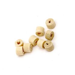 Wooden cylinder bead for decoration 5x3 mm hole 2 mm wood color - 20 grams ~460 pieces