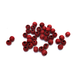 Wooden Bead Round 9x8 mm Hole 4 mm Dark Red - 50 grams ~250 pcs