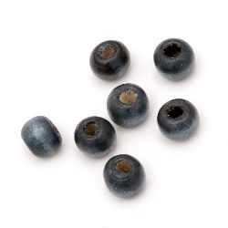 Bile din lemn margele 9x10 ~ 11mm Gaură 4 ~ 5mm Albastru Întunecat -50g ~ 150 buc