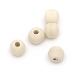 Unfinished wooden round bead for decoration 11x12 mm hole 4 mm wood - 50 grams ~ 90 pieces