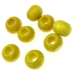 Wooden round bead for decoration 9x10~11 mm hole 4~5mm yellow - 50 grams ~ 150 pieces