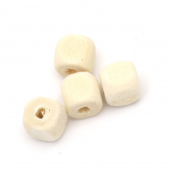 wooden beads cube 8 mm. White -50 grams.