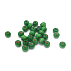 Wood beads, Round, light green, 9x11mm, hole 4 mm, 50 grams ~135 pieces