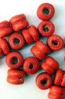 Wooden bead, cylinder, 2 edges, 6x5 mm, hole 2 mm, red - 20 grams ± 280 pieces