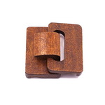 Wooden clasp for bags and belts 46x48x18 mm holes 2 mm brown