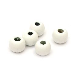 Bile din lemn cu margele 9x10 mm gaură 4 ~ 5 mm vopsea albă -50 grame ~ 150 bucăți