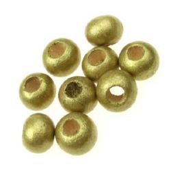 Wooden round bead for decoration 9x10 ± 11 mm hole 3.5±4 mm painted gold - 50 grams ± 150 pieces