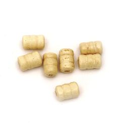 Wooden cylinder bead for decoration with 3 edges 10x6 mm hole 3 mm wood color - 20 grams ~ 15 pieces