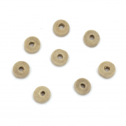 Wooden washer beads 8x3.5 mm hole 2.5 mm color natural - 50 grams ~ 520 pieces