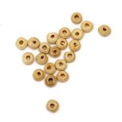 Wooden disk beads 3x6~7 mm hole 2~3 mm wood color - 50 grams ~ 1000 pieces