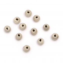 Wooden round bead for decoration 9x8 mm hole 4 mm color natural - 50 grams
