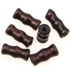 Wooden cylinder bead for decoration 16x7 mm hole 3 mm brown - 20 grams