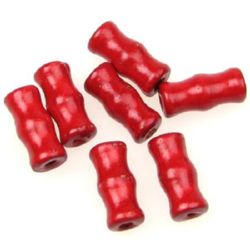 Wooden cylinder bead for decoration 16x7 mm hole 3 mm red - 20 grams