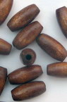 Wooden oval cylinder bead for decoration 7x15 mm brown - 50 grams