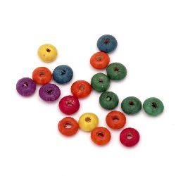 Wooden washer beads  10x4 mm hole 3 mm mix - 20 grams ± 140 pieces