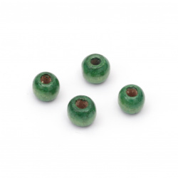 Wooden round bead for decoration 9x10 mm hole 4~5 mm green - 50 grams ~ 150 pieces