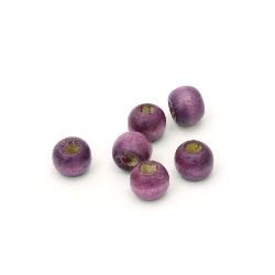 Wooden round bead for decoration 9x10 ± 11 mm hole 4 ± 5 mm light purple - 50 grams ± 150 pieces
