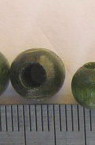 Wood beads, Round, dark green, 7x9mm, hole 4mm, 50 grams