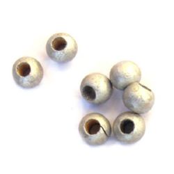 Wood beads, Round, silver, 7x9mm, hole 4mm, 50 grams