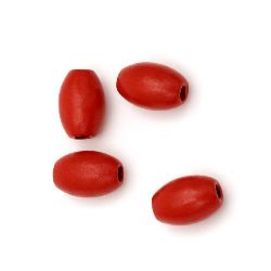 Margele ovale 15x11 mm gaură 3 mm roșu -20 grame ~ 30 bucăți