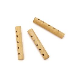 Wooden cylinder bead for decoration 35x6 mm with 5 holes 2 mm color - 10 pieces