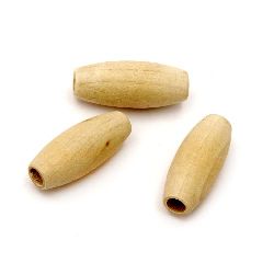 Wooden oval bead for decoration 29x11.5 mm hole 4 mm color - 10 pieces