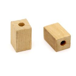 Wooden bead rectangle 30x20 mm hole 7.5 mm color wood - 2 pieces