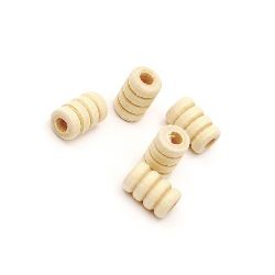 Wooden cylinder bead for decoration 14x9 mm hole 4 mm color - 20 pieces