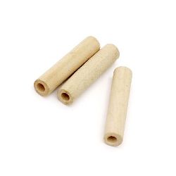Κύλινδρος ξύλινη χάντρα 45x10 mm τρύπα 3 mm χρώμα ξύλο -5 τεμάχια