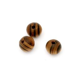 Wooden round bead for decoration 9x10 mm hole 2 mm brown - 50 pieces