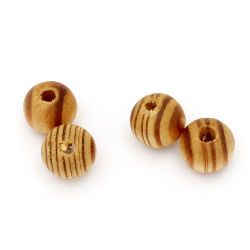 Wooden round bead for decoration 11x12 mm hole 3 mm brown - 20 pieces