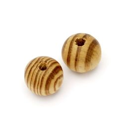 Wooden round bead for decoration18x20 mm hole 5 mm brown -5 pieces