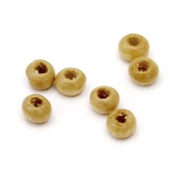 Margel rotund din lemn pentru decorare gaură 4x5 mm 1,5 mm maro deschis - 50 grame ~ 1000 bucăți
