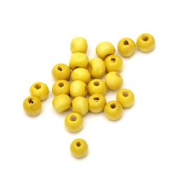 Wooden round bead for decoration 7x8 mm hole 2~3 mm yellow - 50 grams ~ 300 pieces
