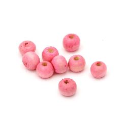 Wooden round bead for decoration 7x8 mm hole 2~3 mm light pink - 50 grams ~ 300 pieces