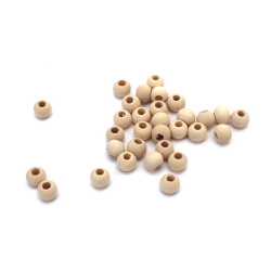 Bile din lemn  margele 9x8 mm gaură 4 mm culoare lemn -50 grame ~ 250 bucăți