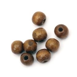 Wooden round bead for decoration 9x10 mm hole 3.5 mm light brown - 50 grams ~ 150 pieces