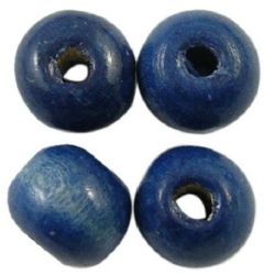 Wooden bead, ball 9x10 mm, hole 3.5 mm, blue - 50 grams ~ 150 pieces
